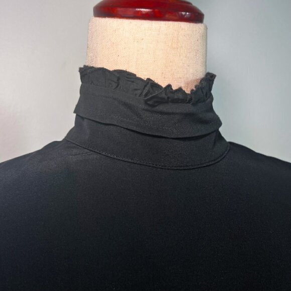 NO. 21 Black Silk Blend Ruffle High Neck Button Back Blouse Size M/10 - Picture 4 of 12